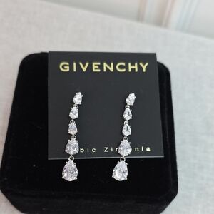Givenchy Silver Cubic Zirconia Drop Earrings